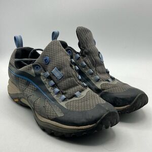 Merrell MDry Hiking Trail Shoes Womens US 8 Gray Blue Vibram‎ Lightweight